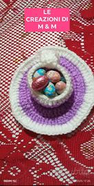 Tazzine fatte a uncinetto di vari colori a scelta