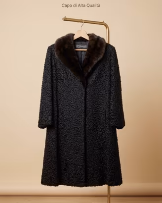 Pelliccia vera di persiano con collo di visone