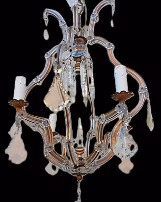  ANTICO LAMPADARIO MARIA TERESA 4 LUCI RESTAURATO
