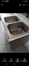 lavello in acciaio inox armadiato 160x70x85