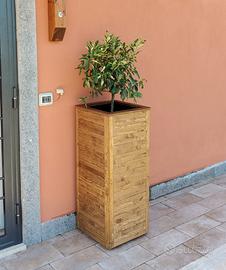 Fioriera vaso giardino legno massello artigianale 