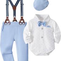 Bimbo Neonato Completino bianco e celeste nuovo