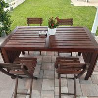 set tavolo e sedie in legno 