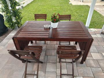 set tavolo e sedie in legno 