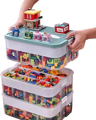 Scatole Plastica con Coperchio per Lego Costruzion