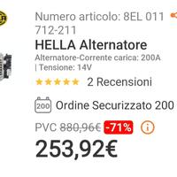 HELLA 8EL 011 712-111 Alternatore con puleggia da 