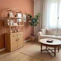 Libreria 2 porte 1 cassetto in giunco