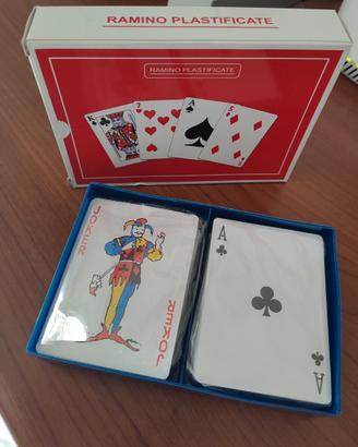 2 Mazzi carte da gioco Ramino,plastificate NUOVO