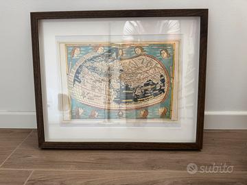 Quadro con cornice mappamondo antico