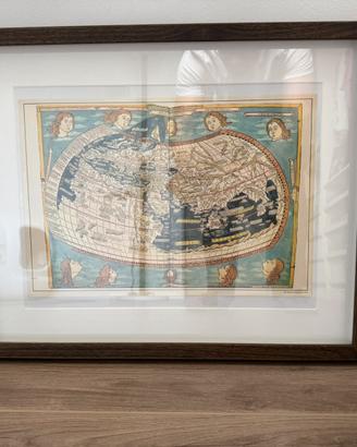 Quadro con cornice mappamondo antico