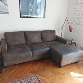 MDM Divano angolare destro marrone moka 3/4 posti