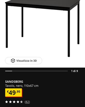 Sandsbeg tavolo nero ikea NUOVO IMBALLATO