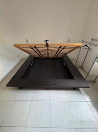 Letto matrimoniale contenitore effetto legno scuro