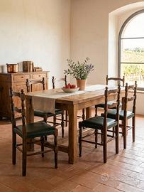 Set 6 Sedie in legno stile rustico