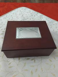 cofanetto portagioie radica con laminato argento 