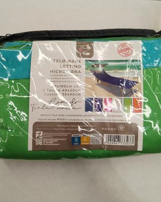 Telo mare lettino microfibra con tasche e cuscino 