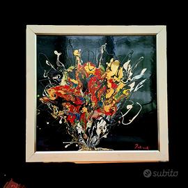 QUADRO HARRY JELINEK ( 1905-1986)  SMALTO E ORO