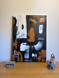 Quadro astratto nero-bianco-ocra