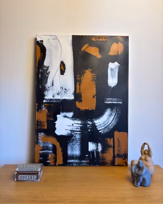 Quadro astratto nero-bianco-ocra