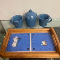 SET DA CAFFÈ CERAMICA BLU - TAZZINE E ZUCCHERIERA