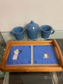 SET DA CAFFÈ CERAMICA BLU - TAZZINE E ZUCCHERIERA