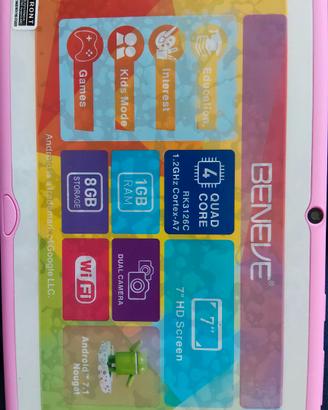 Tablet 7" Beneve colore rosa Android system
