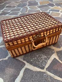 Cesto picnic vimini vintage come nuovo, 4 coperti