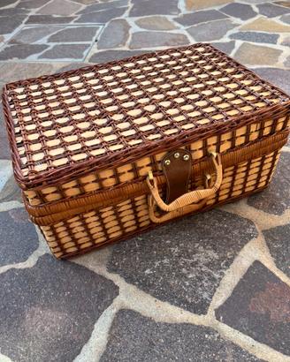 Cesto picnic vimini vintage come nuovo, 4 coperti