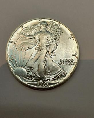 Liberty Usa 1 oncia 999 argento 1988