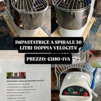 IMPASTATRICE A SPIRALE 30 LITRI DOPPIA VELOCITÀ
