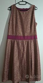 abito elegante smanicato fucsia/oro