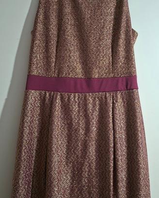 abito elegante smanicato fucsia/oro