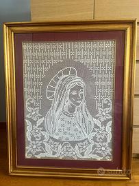 Quadro Madonna 100x80cm - Uncinetto  Filet