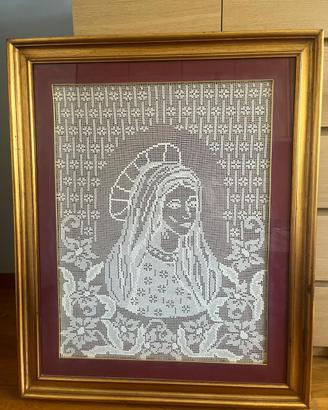 Quadro Madonna 100x80cm - Uncinetto  Filet