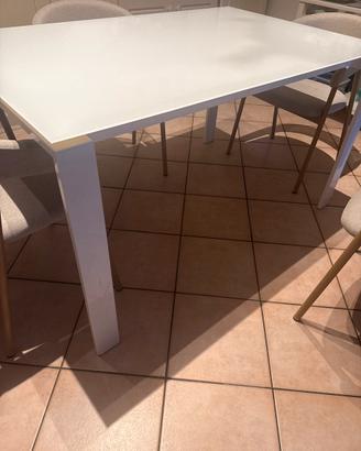Tavolo da cucina bianco con piano in vetro laccato