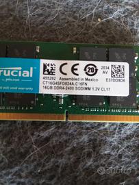 memoria RAM da 16gb crucial