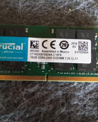 memoria RAM da 16gb crucial