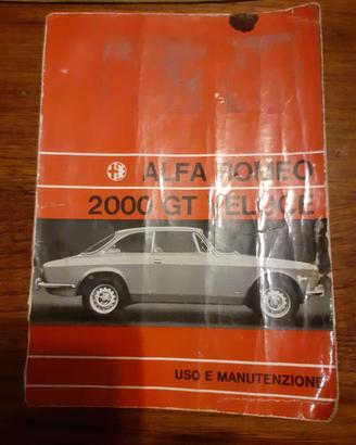 Libretto uso e manutenz. alfa gt 2000 come nuovo
