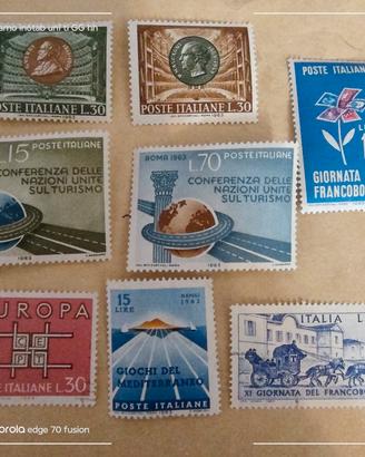 8 francobolli italiani nuovi del 1963