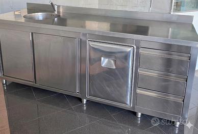 lavello inox professionali con ante cassetti