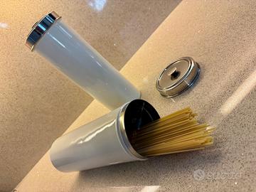 2 vasi in metallo porta spaghetti con coperchio