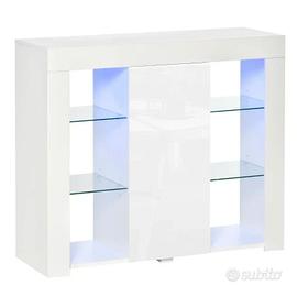 Credenza Moderna a Anta con Luci LED e Mensole in