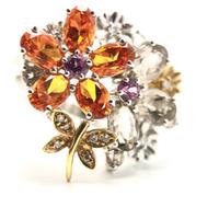 Anello mazzo di fiori con farfalla