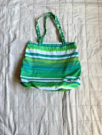 Borsa in tela a righe azzurra e verde di Adidas