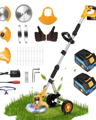 Decespugliatore con doppia batteria e rotelle