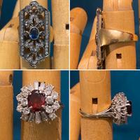 Anello oro diamanti e zaffiro /oro bianco e rubino