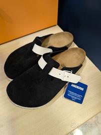Sandali Birkenstock scamosciato nero/bianco 