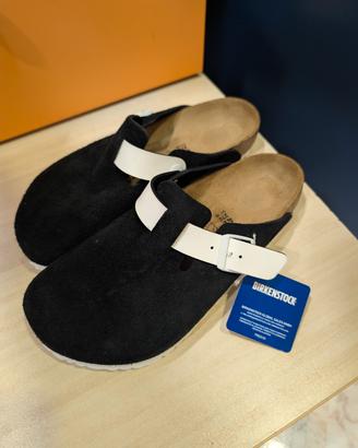 Sandali Birkenstock scamosciato nero/bianco 