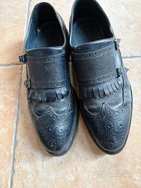 Scarpe Uomo Doppia Fibbia ROSSI Pelle Nera T. 41