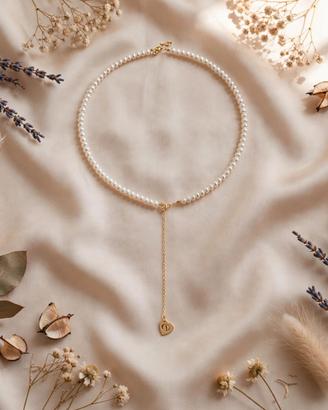Collana perle iniziale D oro 14k fatta mano